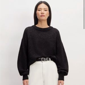 Everlane Alpaca Crew, S, Heathered Black